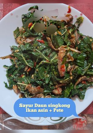 Foto resep Sayur daun singkong, ikan asin plus pete