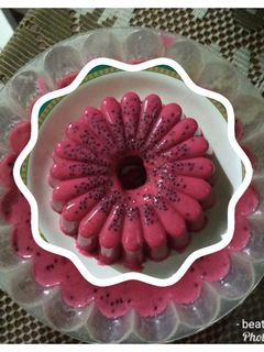 Foto resep Puding susu buah naga merah