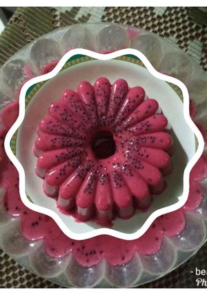 Foto resep Puding susu buah naga merah