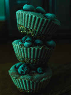 A picture of No-Bake Mini Vegan Blueberry Cheesecakes.