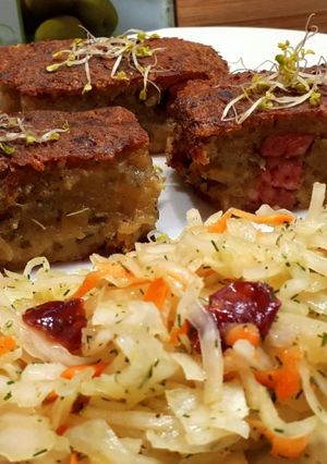 Zdjęcie przepisu Babka ziemniaczana zaparzana goracym mlekiem.