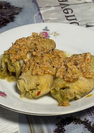 Фото Голубці з пекінської капусти з індичкою (ПХ).