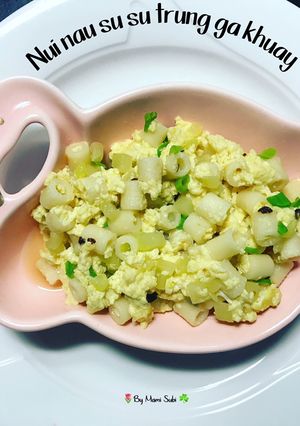 Hình của món Nui nấu su su trứng khuấy.