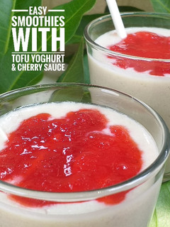 Foto resep Easy Smoothies with Tofu Yoghurt & Cherry Sauce
