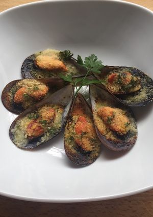 Una foto de Mejillones gratinados al estilo de Puglia