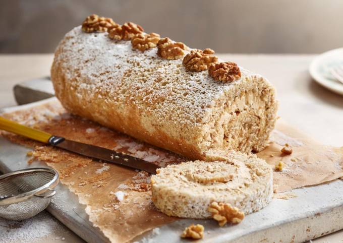 Recipe of Ultimate Coffee &amp; Walnut Swiss Roll