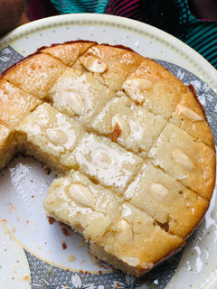 A picture of Basboussa (semolina Cake).