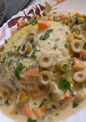 صورة لوصفة أرز بصلصة الزيتون وكريمة الجبن 🧀 🧀
