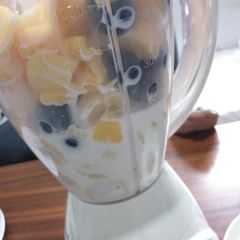 A picture of Blueberry mango and banana smoothie #themechallenge.