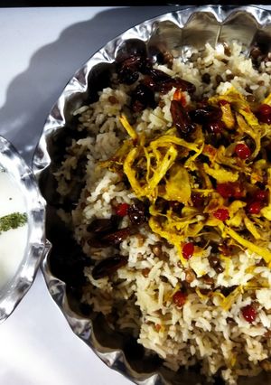 عکسی از دستور عدس پلو با مرغ آبپز