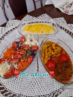 عکسی از دستور کته با خورشت قیمه