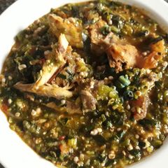A picture of Okro soup with perwrinkle.