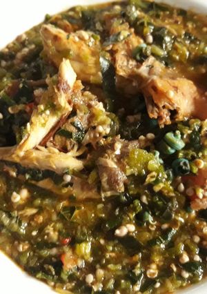 A picture of Okro soup with perwrinkle.