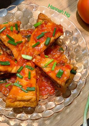 Hình của món Đậu hủ dồn thịt sốt cà.