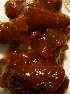 A picture of Tangy sweet little smokies .