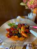 Salade d’Eté : Abricots, Fraises, Myrtilles, Huile d’Olive & Basilic