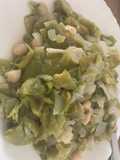 Judía verde con blanca, cebolla y ajo