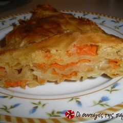 A picture of Sweet pumpkin pie with orange pumpkin.