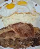 Puré con chuleta parrillera y huevos