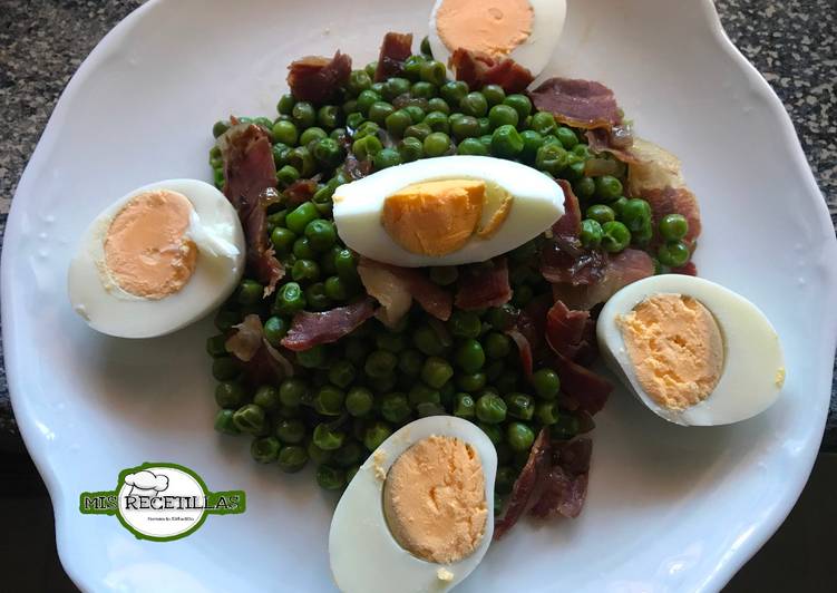 Guisantes salteados con jamón