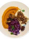 Baked Cod with Sweet Potato Mash and Red Cabbage with Chestnuts