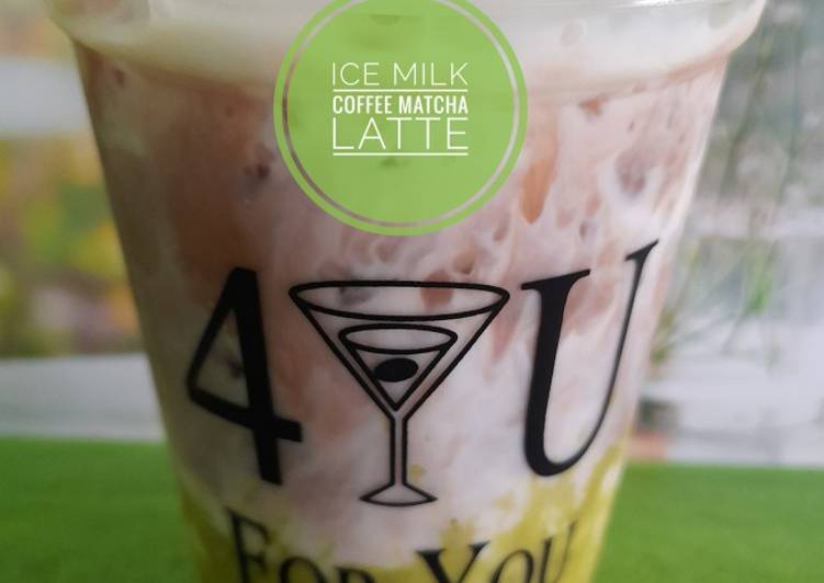 Ice milk coffee matcha latte