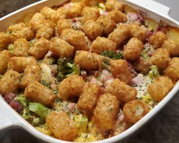 The New Way Serving Recipe Brads ham cheese and broccoli tater tot casserole Very Delicious