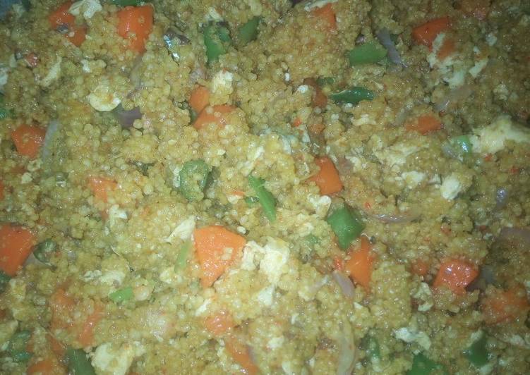 Fried couscous with veggies and proteins