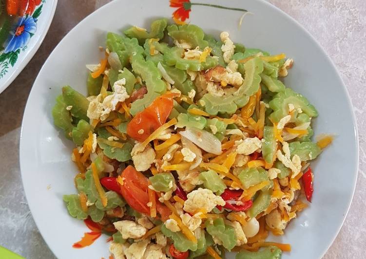 Cara mudah mengolah 170. Pare orak arik telur Anti Gagal