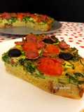 Quiche de espinacas calabacín con base de pan