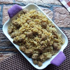 A picture of Soya chunks Pulao.