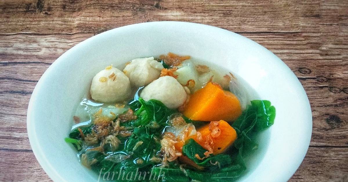 Resep Bening Bayam Labu Bakso Ayam Oleh Farhah Cookpad