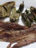 Churrasco con pimientos y alcachofas