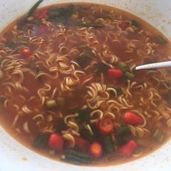 Super spicy instant noodles A picture of Super spicy instant noodles.