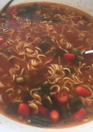 A picture of Super spicy instant noodles.
