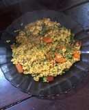 Risotto de arroz integral con cúrcuma y vegetales