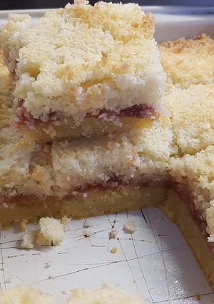 A picture of Strawberry and coconut short cake.
