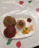 Colourful beet root and methi poori with aloo sabji