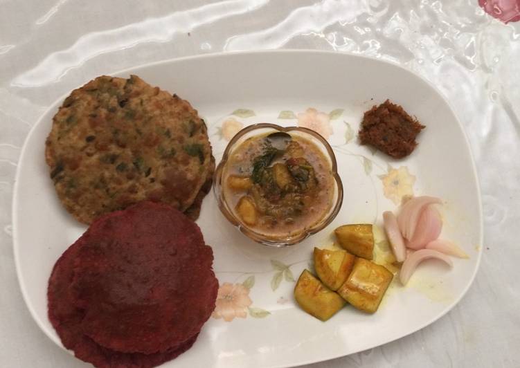 Steps to Prepare Quick Colourful beet root and methi poori with aloo sabji