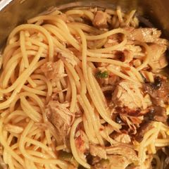 A picture of Spaghetti in Miso sauce.