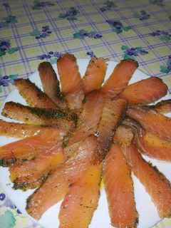Una foto de Salmón marinado