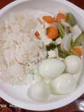 H215. Telur Puyuh Kukus dan Tumis Sayur Tahu (13 month+)