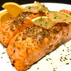A picture of Oven Baked Salmon with Lemon and Herb.