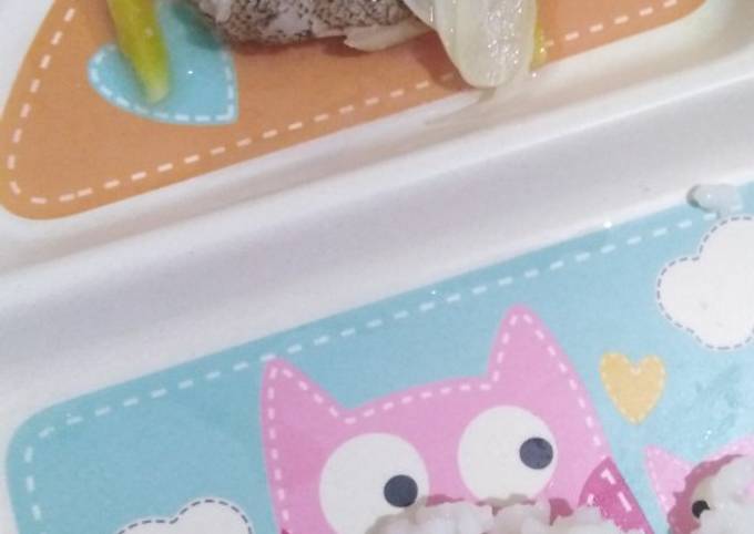 Resep Mpasi 10 bulan Ikan kerapu kukus dan nasi butter Anti Gagal