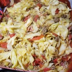 A picture of Stewed Tomatoes, Cabbage & Ground Beef.