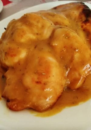A picture of Marinated Chicken Breasts with Mustard, Honey, and Rosemary.