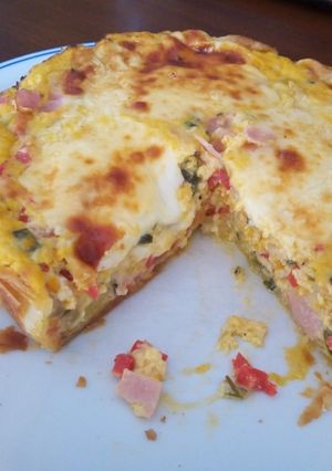 Una foto de Tarta de verduras expres con Jamón y queso
