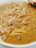 Crema di zucca e borlotti con pasta fresca