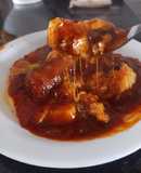 Tuco rápido de chorizo con polenta cremosa