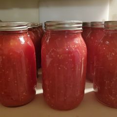 A picture of Homemade Opened Kettle Canned Tomatoes.